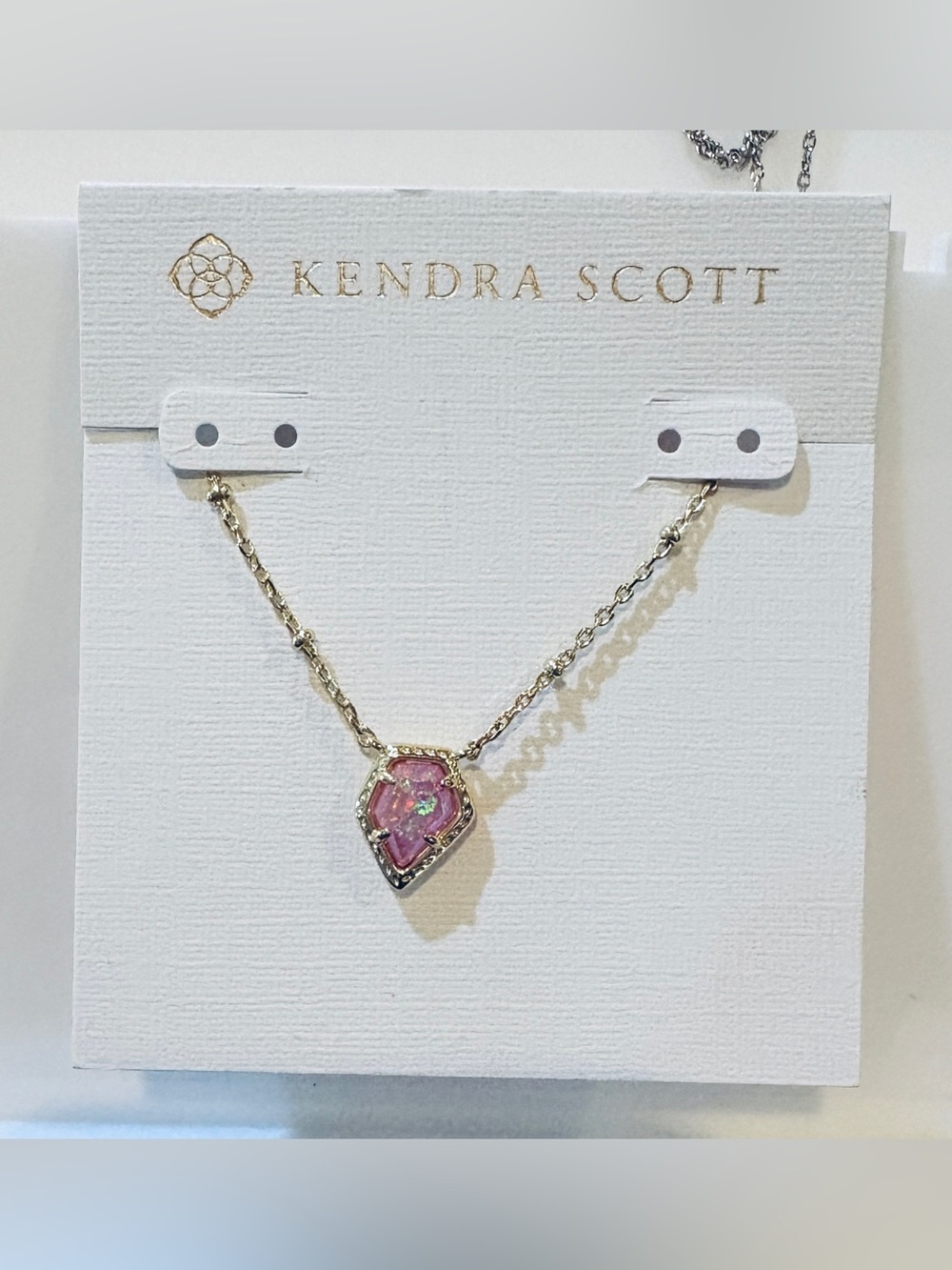 Kendra Scott Pink Teardrop Framed Tessa Pendant Necklace - Gold Tone